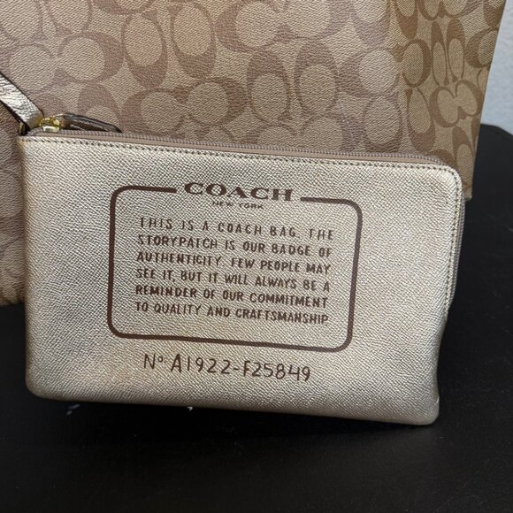 Coach Tan and Gold Signature Shoulder Bag - Picture 4 of 15
